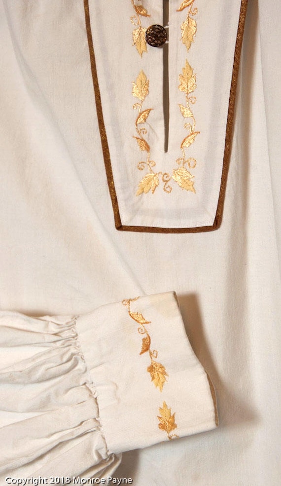Custom Shirt for Special Occasions, LARP, Fantasy, Renaissance, Hand Embroidered, Elvish, Wedding
