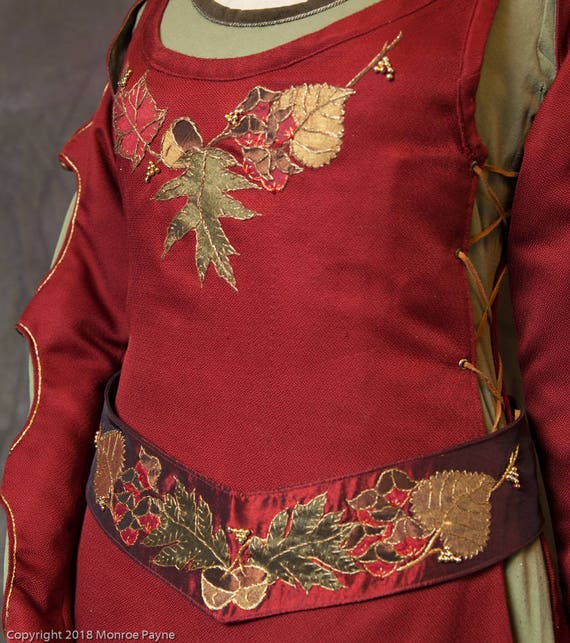 Custom Women's Hand Embroidered Overdress, LARP, Fantasy, Renaissance, Costume, SCA, Wedding