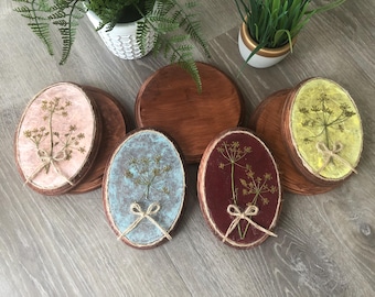 Pressed Wildflower Oval Plaque: Golden Alexander Floral Wall Art