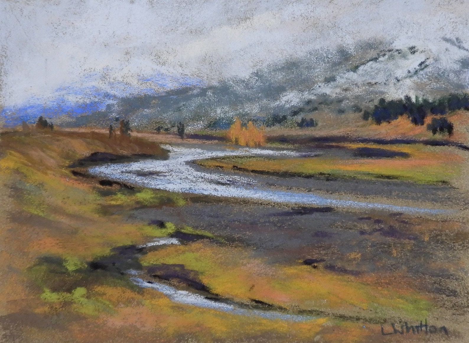 Autumn pastel painting on sanded paper. Fine art. Small Etsy