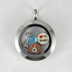 I Love my Beagle dog floating charm locket necklace or pick 3 charms