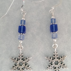 Swarovski dangle antique silver snowflake earrings