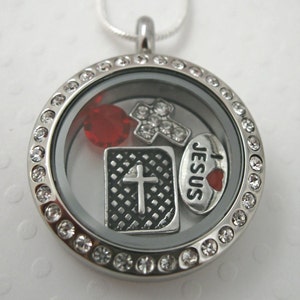 Religious floating charm locket necklace or pick 3 charms
