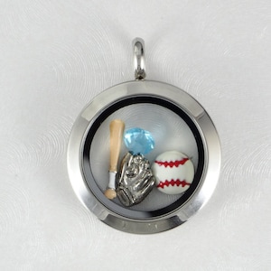 I Love Baseball floating charm locket necklace or pick 3 charms