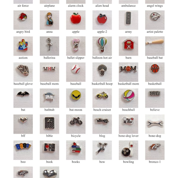 Dijes flotantes A-Br para medallones con dijes flotantes