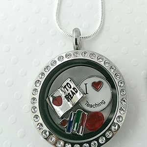I Love Teaching floating charm locket necklace or pick 3 charms