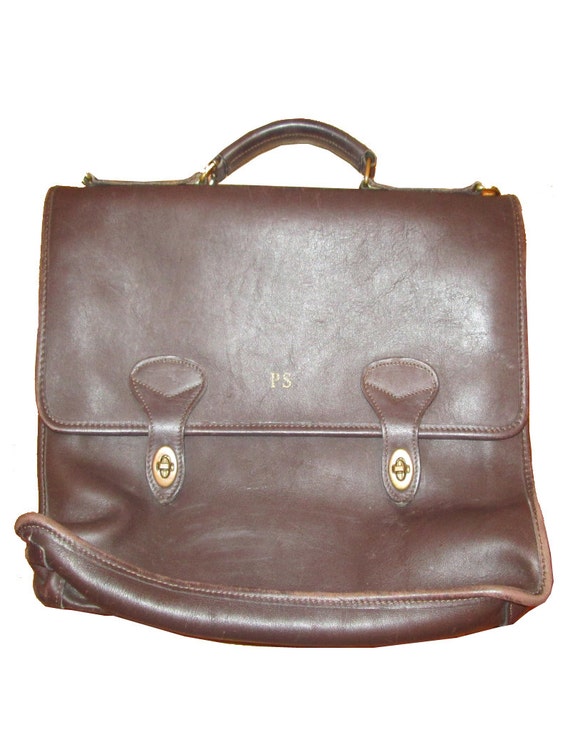 Vintage Jack Georges Handmade Original Brown Gold University Collection Double Flap Over With 2 Turnlocks Multifunctional Attache Unisex Bag Etsy