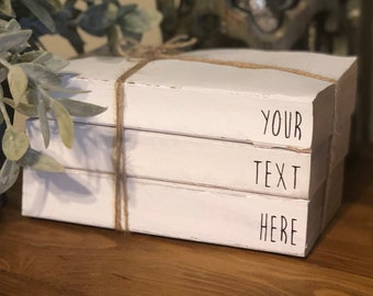 rae dunn / stamped books / personalized books / stacked books / book bundle / custom books / outbound books / custom name books / kid names