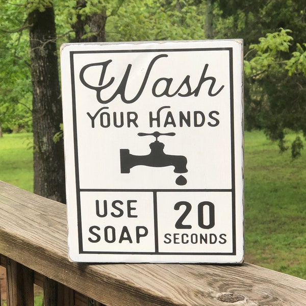 wash your hands / use soap / wash / bathroom sign / rustic / farmhouse / wooden sign / vintage sign / home decor / bathroom