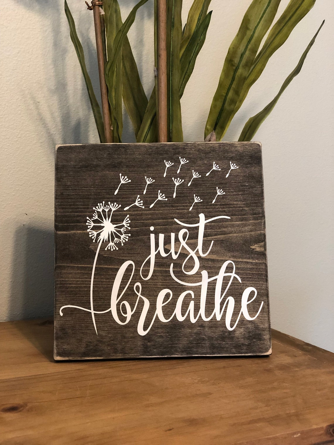 Just breathe wooden sign Etsy