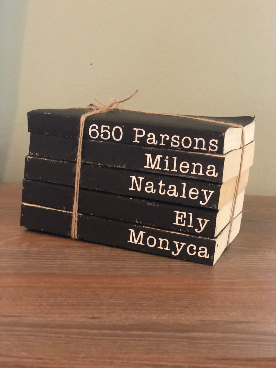 Stamped Books / Personalized Books / Stacked Books / Shabby Chic