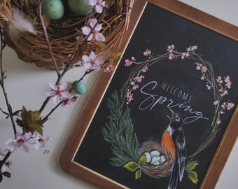 Robins Nest Wreath slate {spring, Easter, Home Decor}