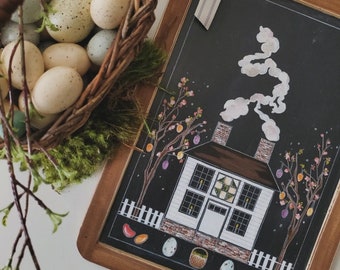 Cozy Easter Cottage slate {spring, Easter, Home Decor}