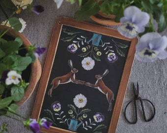 Pansy & Hare Garden slate {spring, summer, Home Decor}