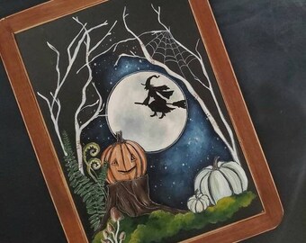 Starry Hollow slate sign (Home decor, Halloween)
