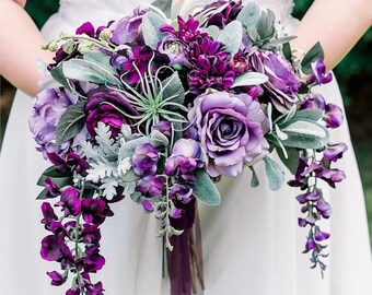 Plum Bouquet, Purple Bouquet, Succulent Bouquet, Wedding Bouquet, Bride Bouquet