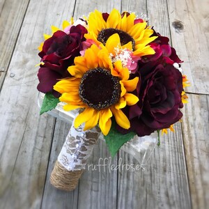 Sunflower Bouquet, Rustic Bouquet, Wine and Sunflower Bouquet, Marsala Sunflower Bouquet, Bridal Bouquet