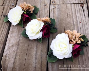 Wrist Corsage, Wine Corsage, Burgundy Corsage, Bracelet Corsage, Boho Corsage, Champagne Wine Corsage