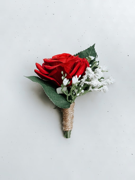 Rose Boutonniere Fleurs de mariage Épingle rose rouge - Etsy France