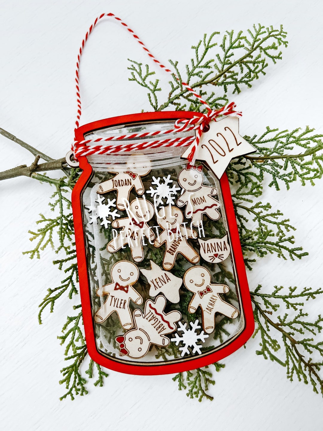 Personalized Mason Jar Ornament ,custom Mason Jar Ornament , Family
