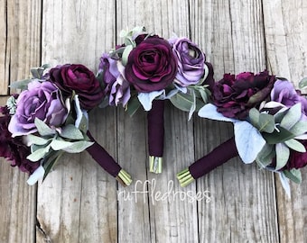 Plum Bouquet, Bridesmaid Bouquet, Purple Bouquet, Lavender Bouquet