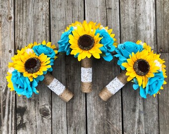 Sunflower Bouquet, Malibu Sunflower Bouquet, Turquoise Sunflower Bouquet