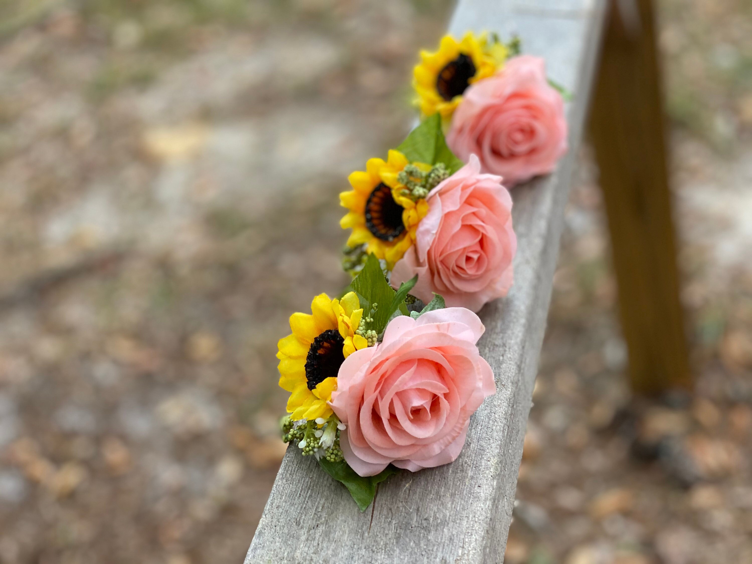 Sunflower and Rose Boutonniere Boutonieer Sunflower Etsy