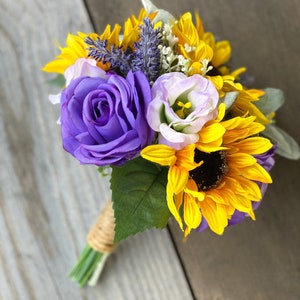 Sunflower Bouquet, Purple Sunflower Bouquet, Sunflower and Rose Bouquet, Bridesmaid Bouquet, Wedding Flowers