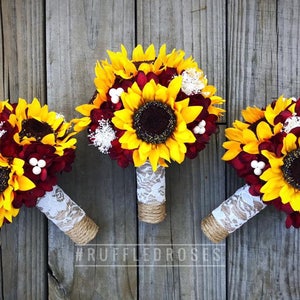 Burgundy Sunflower Bouquet, Bridesmaid Bouquet, Sunflower Bridesmaid Bouquet, Sunflower Bouquet