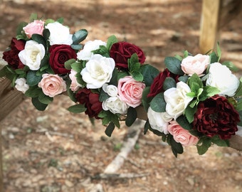 Burgundy Blush and Ivory Bouquet, Bridesmaid Bouquet, Blush and Wine Bouquet, Bride Bouquet, Wedding Flowers