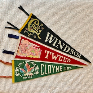 Souvenir Pennants - Set of Three - Campy decor, Canada -