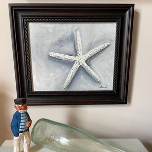 Art - Sea Star Original Painting - Acrylic, Framed 10”x8”, Nautical Art, Beach Decor, Beach Art