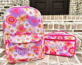 Jane Marie Flower Power Jane Marie Personalized Backpack- Personalized Book Bag, diaper bag, Farmhouse, Preschool Bookbag, girl bag