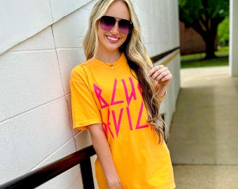 Neon Puff Mascot Bright Orange Graphic Tee #47, Back To School, Custom School Tee, First Day Of School, School Design,Best Seller