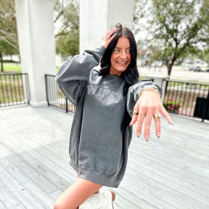 Wifey Trendy Embroidered Graphic Sweatshirt, Comfort Color Sweatshirt, Wifey Life, Newly Wed, Bachelorette Trip, Bridal Gifts, Bride