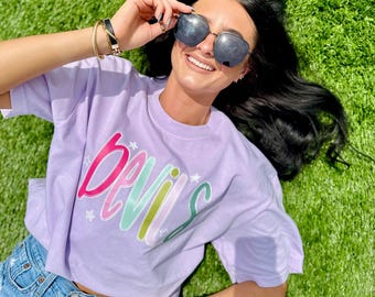 Girly Stars School Mascot Orchid Graphic Tee #5, Back To School, Custom School Tee, First Day Of School, School Design, Best Seller