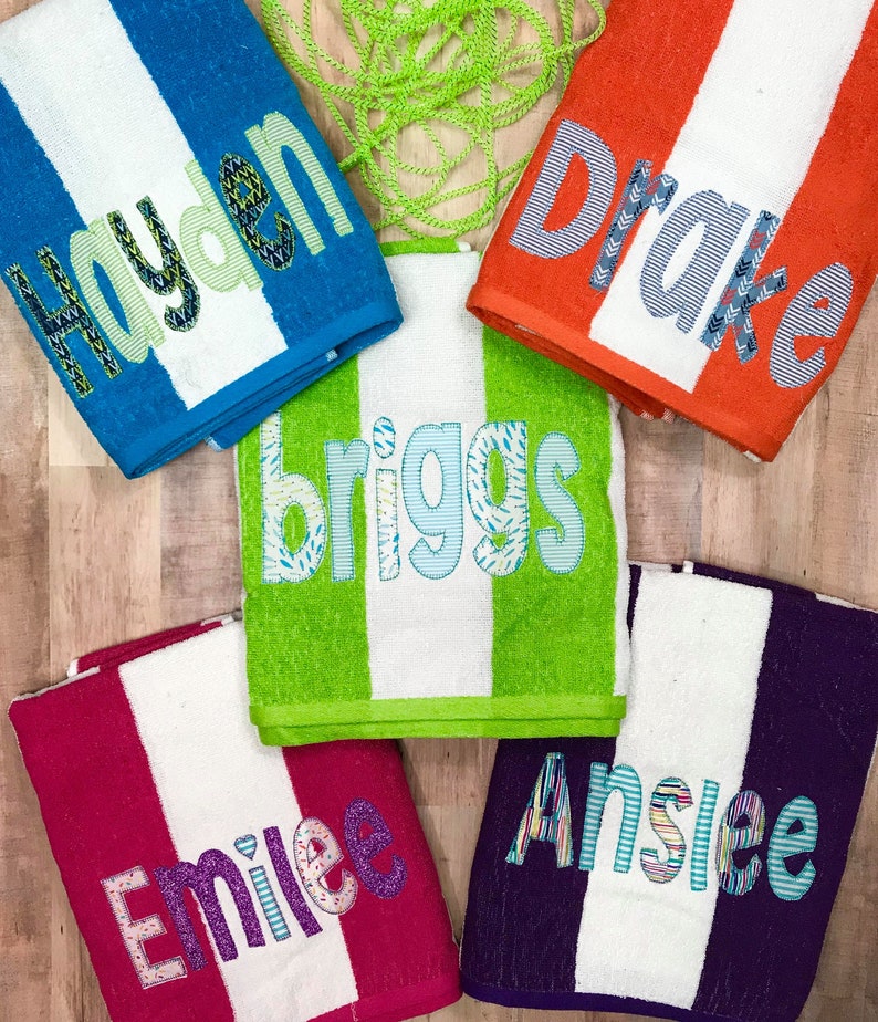 Personalized Monogrammed Beach Towels Applique Name on Beach Etsy