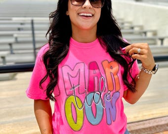 RB Outline Mascot Neon Pink Graphic Tee #26, Back To School, Custom School Tee, First Day Of School, School Design, Best Seller