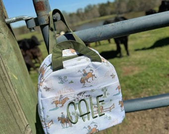 Jane Marie, Wanna Be A Cowboy Backpack - Personalized School Bag, Book Bag,Embroidered Name, diaper bag, Preschool Bookbag, Best Seller