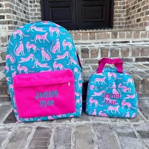 Jane Marie See Ya, Geparden Rucksack, personalisierte Schultasche, Büchertasche, Monogramm Name, Bauernhaus, Vorschul-Büchertasche, Bestseller-Mädchen-Tasche