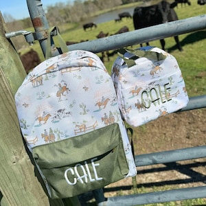 Jane Marie, sac à dos Wanna Be a cowboy - cartable personnalisé, cartable, prénom brodé, sac à langer, cartable préscolaire, best-seller