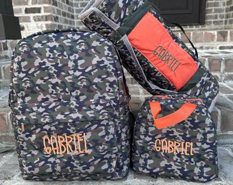 Jane Marie, One with the Woods Camo Backpack,Personalized School Bag, Book Bag, Embroidered Name, diaper bag, Preschool Bookbag, Best Seller