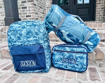 Shiver Of Sharks Jane Marie Backpack - Personalized School Bag, Embroidered Name, diaper bag, Preschool Bookbag, Best Seller Girl Boy Bag