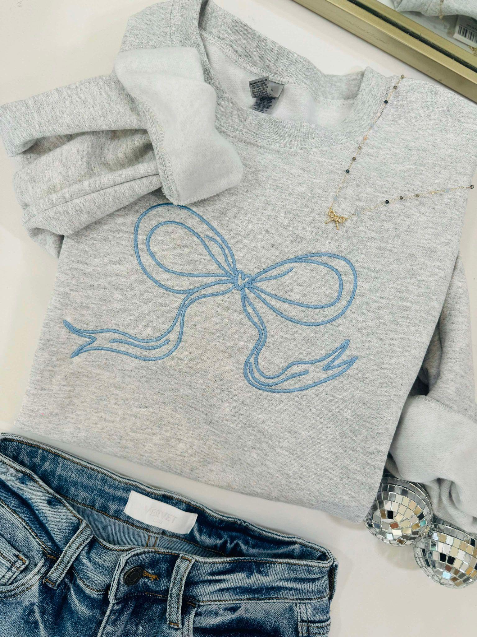 Ribbon Embroidered Sweatshirt, Trendy Sweatshirt, Best Seller, Monogrammed Sweatshirt, Happy Life Sweatshirt, Best Seller