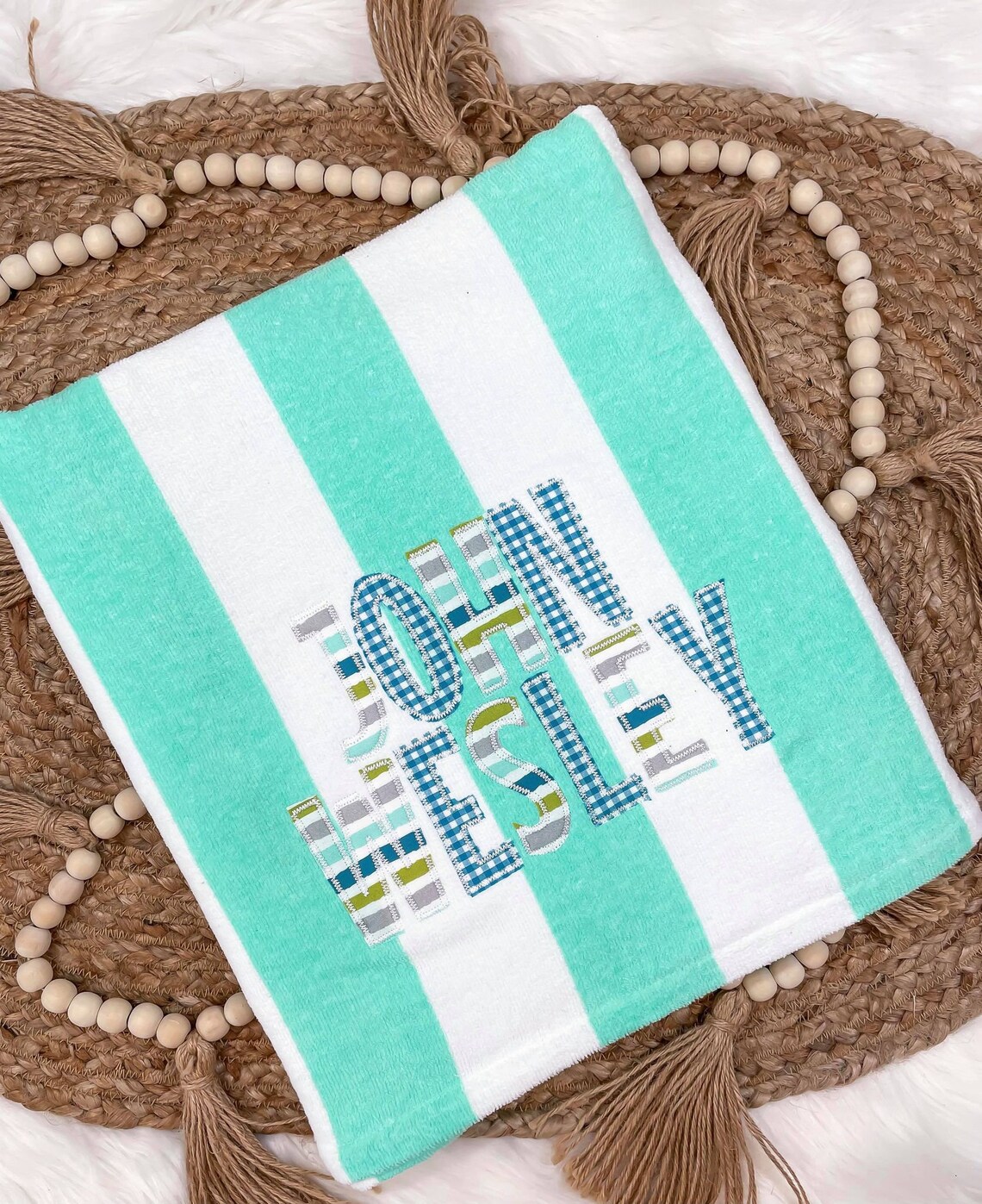 Personalized Monogrammed Beach Towels Applique Name on Beach Etsy