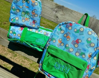 Jane Marie, Boy Hay Day Backpack - Personalized School Bag, Book Bag, Embroidered Name, diaper bag, Preschool Bookbag, Best Seller
