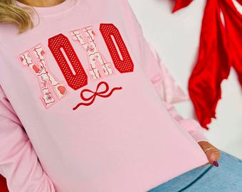 XOXO Polka Dot Applique Light Pink Sweatshirt, Valentine Sweatshirt, Trending Sweatshirt, Valentine's Day, Valentines, Love, February 14th