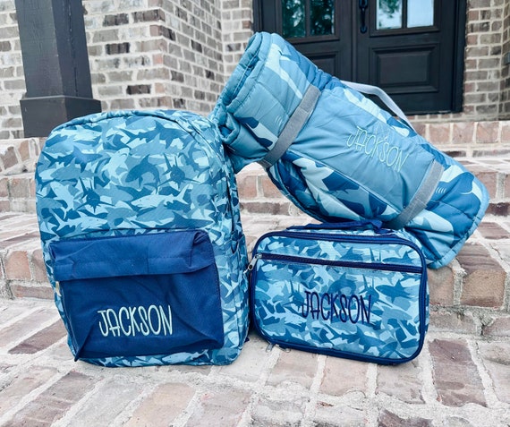 A Shiver of Sharks Backpack Personalized School Bag Book Bag Embroidered Name Diaper Bag Best Seller Boy Bag Etsy