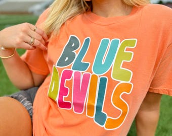 Block Font School Bright Orange Graphic Tee #7, Back To School, Custom School Tee, First Day Of School, School Design, Best Seller