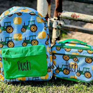 Tractor Backpack - Personalized School Bag, Book Bag, Name applique, diaper bag, Farmhouse, Preschool Bookbag, Best Seller Boy Bag